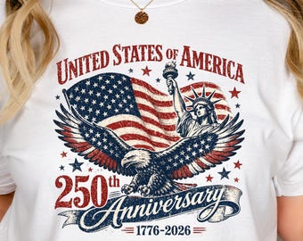 USA 250th Anniversary Eagle Graphic Tee, Patriotic Independence Day Shirt