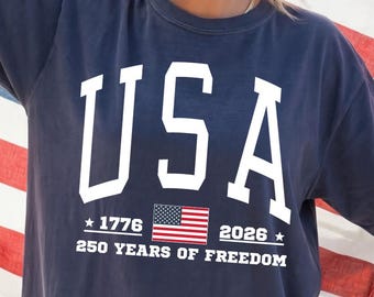 USA 250 Years of Freedom Shirt, American Flag SemiQuincentennial Tee