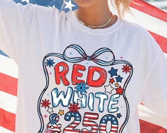 Red White & 250th Anniversary USA Flag Tee