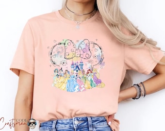 Watercolor Disney Princess T-Shirt, Girls Trip Shirt