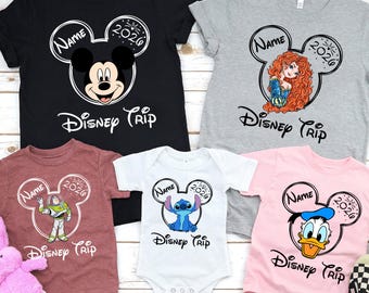 Custom Disney Family Trip Shirt 2026, Personalized Name Character Tee, Birthday Boy Girl Matching Vacation Shirt