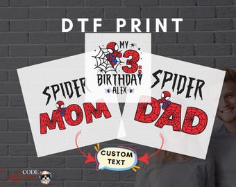Custom Spiderman DTF, Family Birthday Ready To Press, Matching Spider Dad Mom dtf Transfer, Spider-Man dtf, Custom dtf print,spiderman press