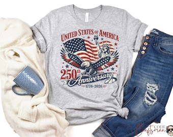 USA 250th Anniversary Eagle Graphic Tee, Patriotic Independence Day Shirt