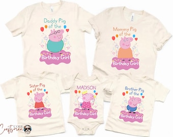 Custom Pep-pa Pig Birthday Shirt, Family Matching Party