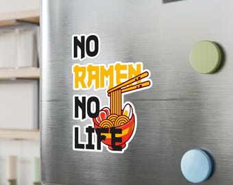 Kiss-Cut Vinyl Decals - Ramen Lover Gift, Christmas Decal, Foodie Sticker, No Ramen No Life, Laptop Decal, Water Bottle Sticker