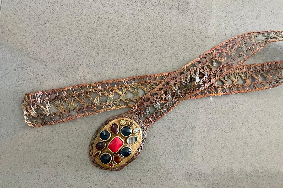 Vintage Artisan Made Woven Brass Brutalist Belt With  display picture 1