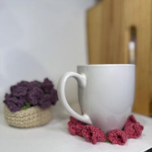 Crochet Flower Coaster Bouquet, Cotton Table Decor
