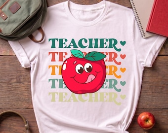 Retro Teacher Apple Shirt PNG & SVG (Digital Download), Back To School Design