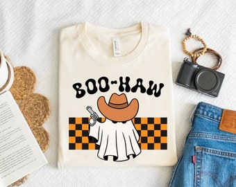 Spooky Boo Haw Png, Western Halloween Png, Retro Cowboy Ghost Png, Spooky Season Png, Happy Halloween Png