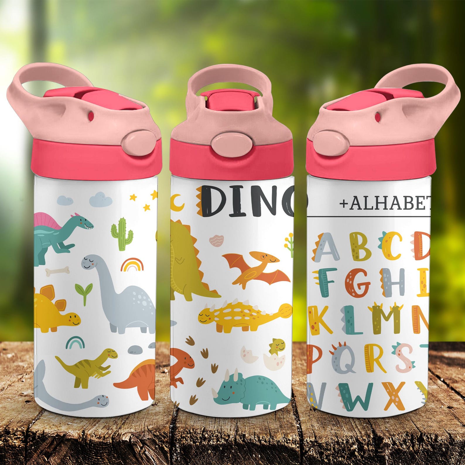 ABC Kids Dinosaur Cup Kids Travel Cup for School Personalized Kids Cup ...