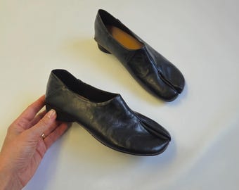 Leren tabi-schoenen loafers met splitten in Japanse stijl Mary Janes dames handgemaakte retro platte mocassins