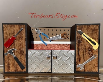 Tool Bench Pop-Up Card: Handmade Father's Day Card, 3D