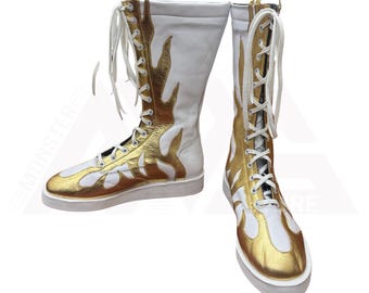 Men Women Wrestling Boots, Cowhide Leather Wrestling Long Boot, Front Lace Up Boots, Tall Boots For Men Women With Rubber Sole, Gift For Him