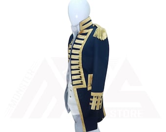 Men's British Royal Navy Vice-Admiral Historical Military Jacket, Steampunk Admiral Uniform Hussar Long Coat, Cosplay Admiral Uniform Coat