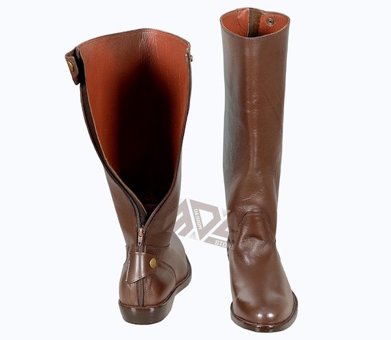 Men's Brown Leather Horse Riding Boots | Handmade Premium Leather Tall Riding Boots | Men's English Riding Boots | Riding Equestrian Boot