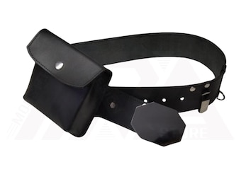 Men's Harness Bag, Leather Black Waist Harness Bag, Leather Waist Holster Bag, Drop Leg Leather Pouch, Husband Gifts