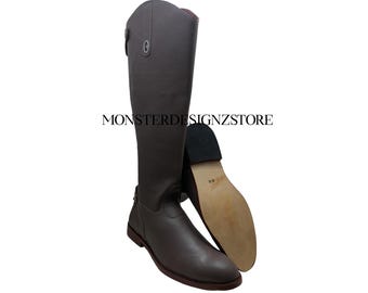 Men Horse Riding Boots | Handmade Tall Riding Shoes | Goatskin Leather Handmade Riding Boots | Long Leather Riding Boots With Leather Sole