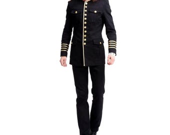 Men's Hussar Commander Handmade Jacket, Steampunk Military Officers jacket, Men Black Steampunk Pelisse Coat, Wedding Jacket
