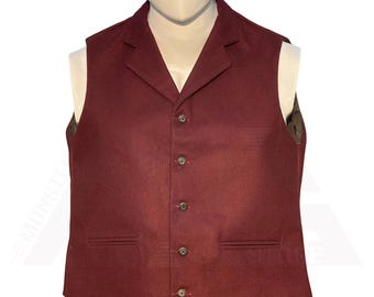 Scottish Men's Red Burgundy Wool Kilt Vest for Men, Highland Wedding Kilts waistcoat for Him, Formal Suit Waistcoat, Husband Gifts
