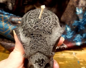 Witches Familiar Crow Skull Candles