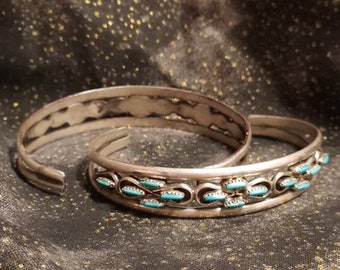 Vintage Zuni Turquoise and Silver Bracelet