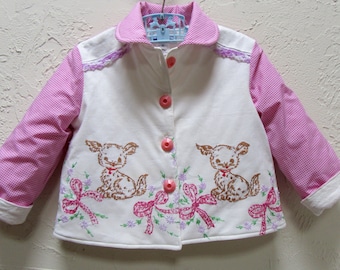 Size 4 Embroidered Puppy Little Girl Jacket Coat