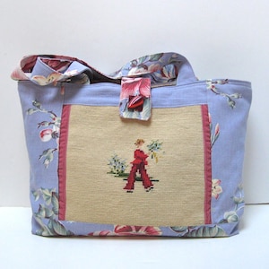 Purse Handbag Tote Bag Vintage Needlepoint