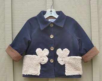 Size 4 Childrens Coat Boy Jacket Navy Corduroy