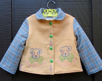 Size 4 Embroidered Puppy Little Girl Jacket Coat