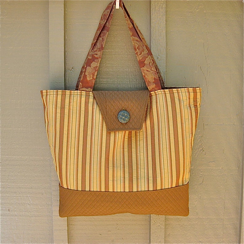 Rust and Brown Textured Striped Handbag With Quilting - Etsy