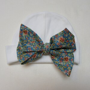 Infant Bow Cap with Liberty of London 0-3mos