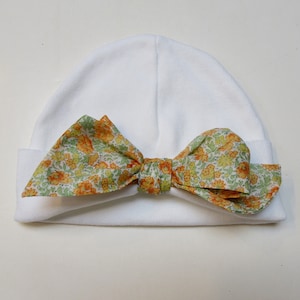Infant Bow Cap with Liberty of London 0-3mos