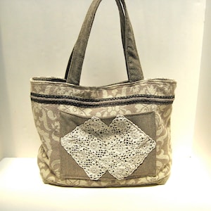Textured Taupe Handbag Purse Tote