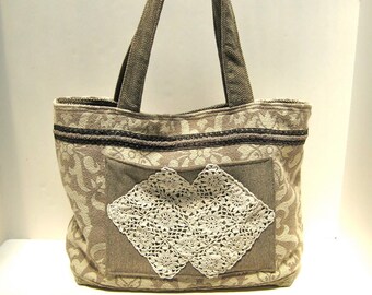 Textured Taupe Handbag Purse Tote