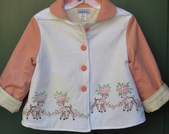 Size 6 Little Girl Jacket Deer Embroidered Coat