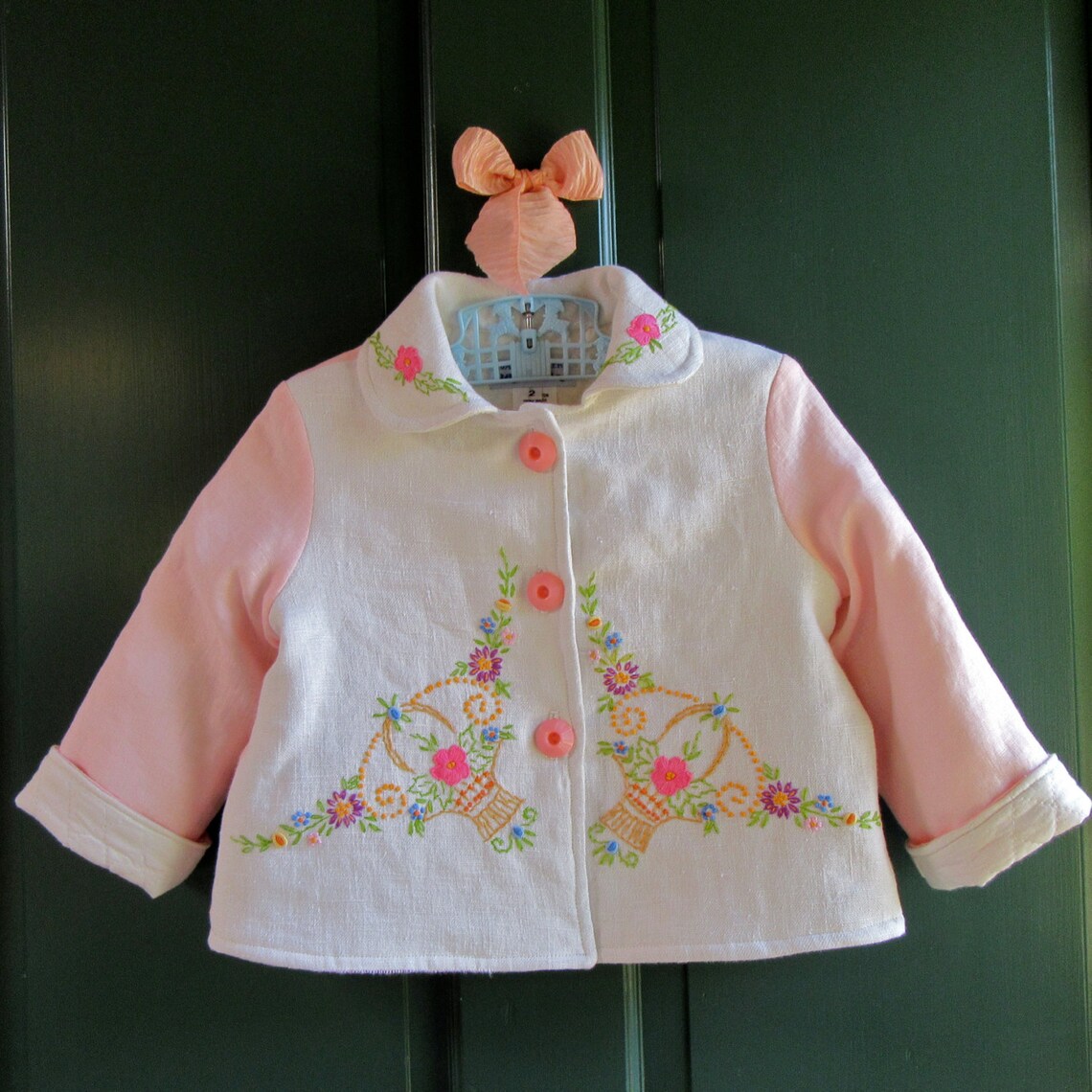 Size 2 Vintage Embroidered Baby Girl Linen Jacket Coat | Etsy