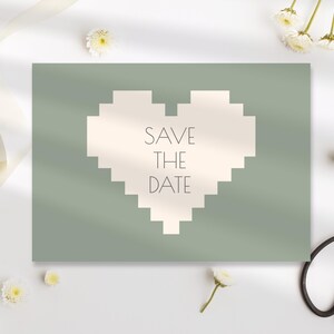 Modèle de carte postale Save The Date en forme de coeur - Faire-part de mariage - Modifiable