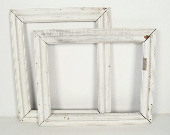 Vintage White Painted Wood Picture Frames Cottage Style Etsy