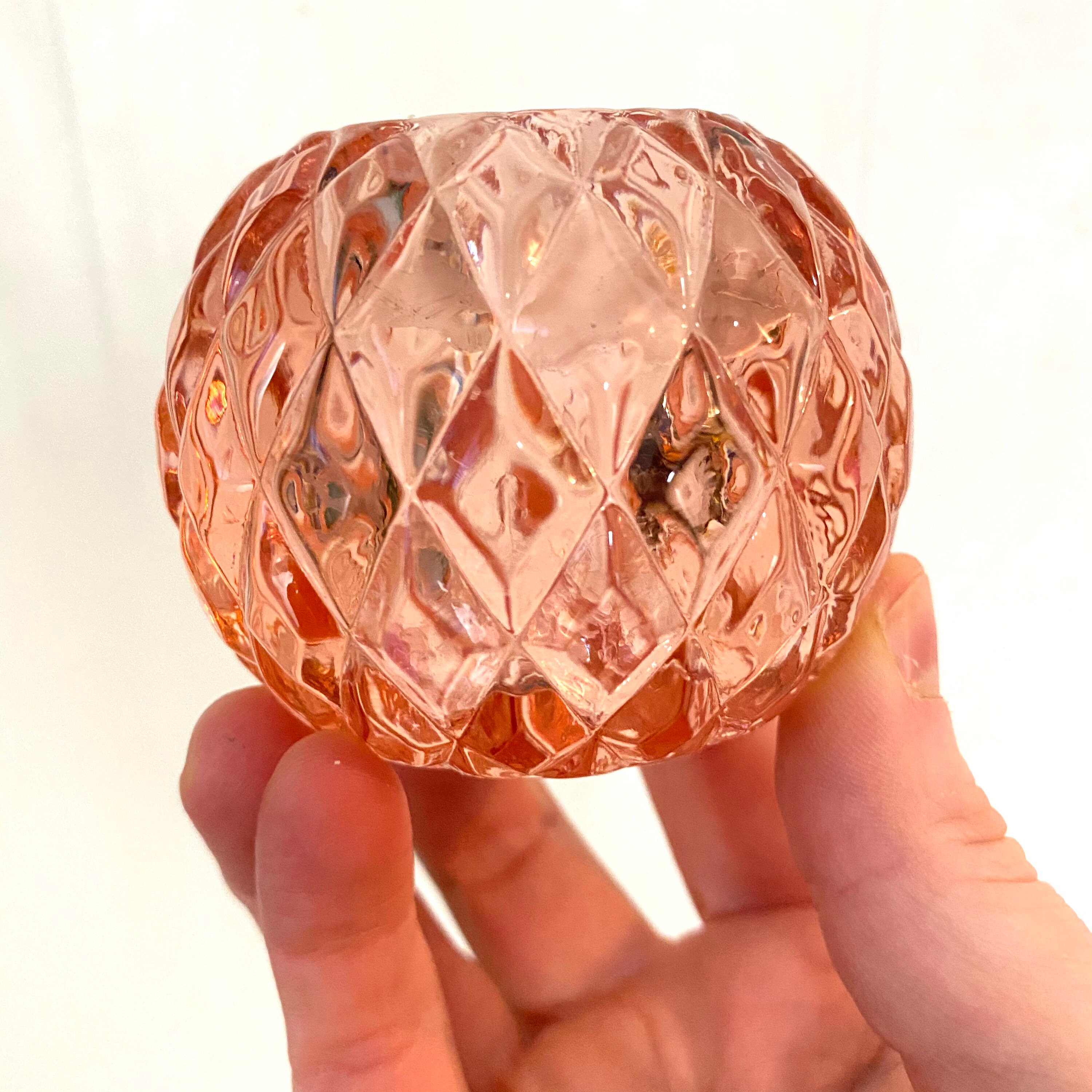 Pink Glass Votive Candle Holders Round Tea Light Cottage Etsy