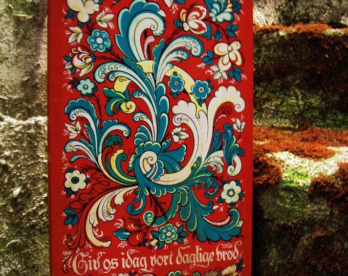 Vintage 60s Wood Kitchen Plaque Wall Hanging German Red Teal Etsy