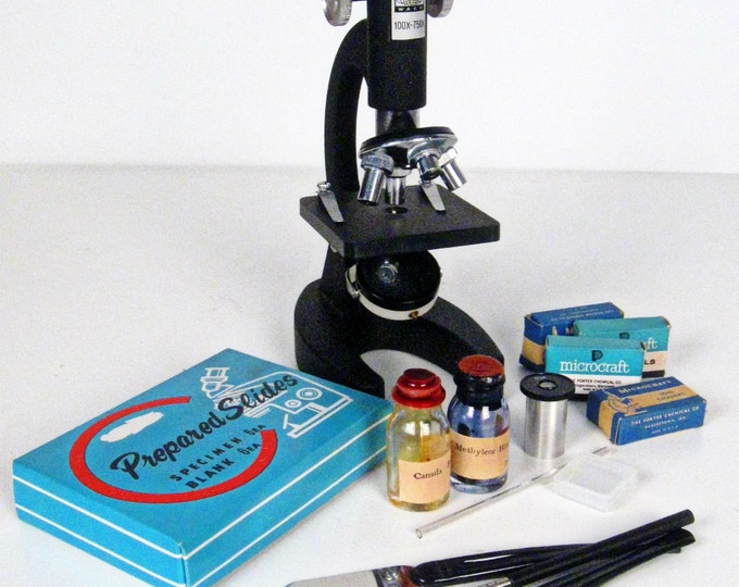 Vintage Microscope Lab Kit by Microcraft Porter Etsy