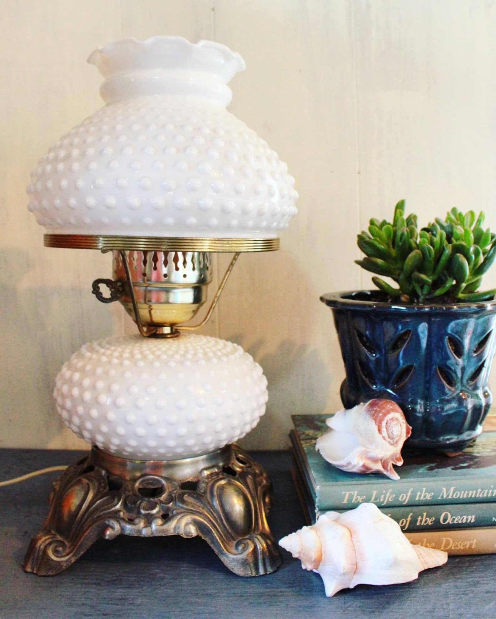 Milk glass lamp large fenton hobnail table lamp white Etsy