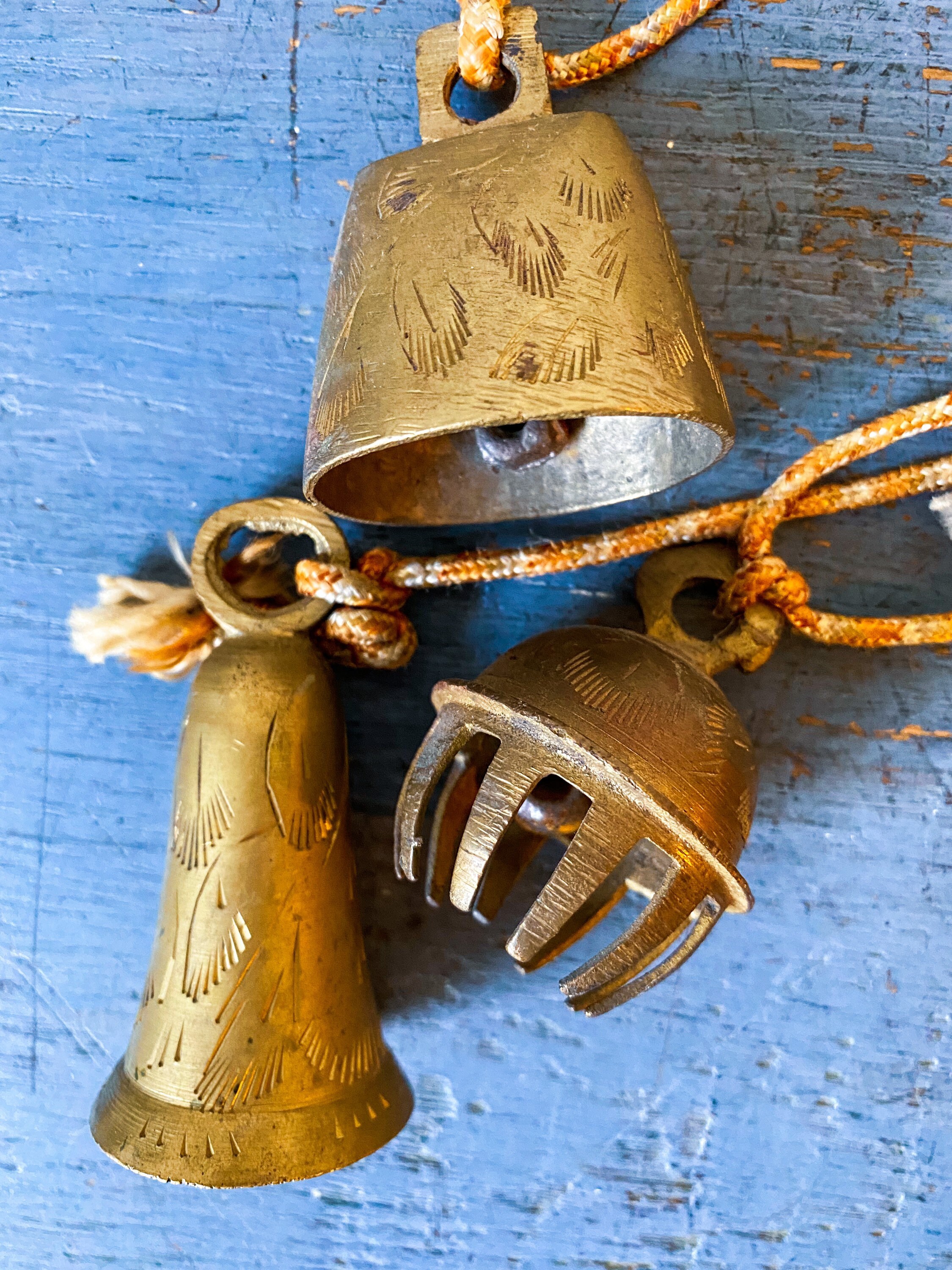 Vintage Brass Bell String India Brass Bells Meditation Etsy