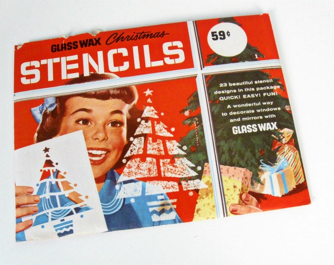 Vintage Glass Wax Stencils Christmas Winter Window Decor Etsy