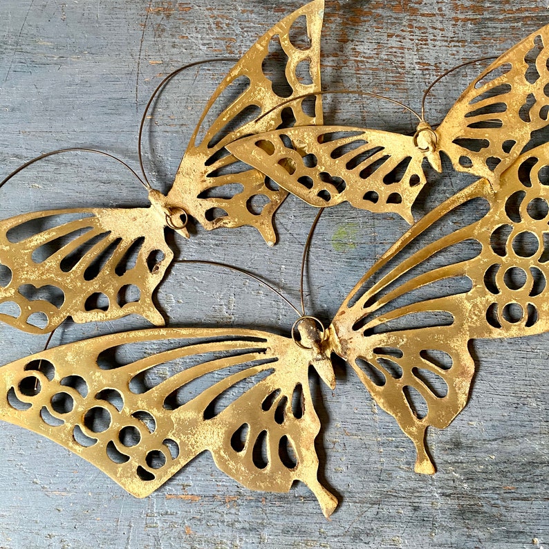 Vintage Brass Butterfly Wall Hangings Metal Wall Decor Etsy