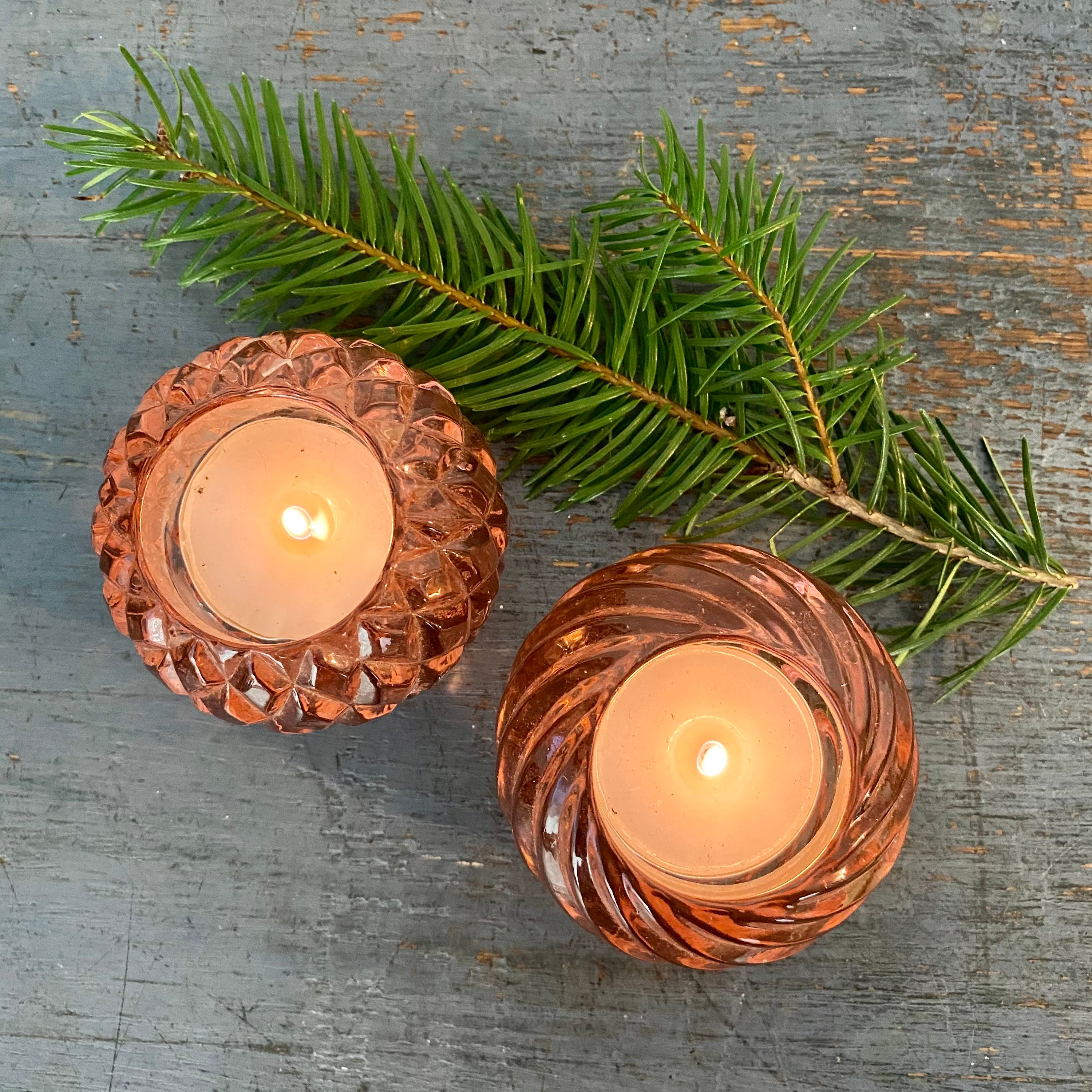 Pink Glass Votive Candle Holders Round Tea Light Cottage Etsy