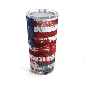 Patriotic 20oz Tumbler | American Flag Design | Perfect for Independence Day, Memorial Day, Gifts for Veterans, Everyday Use, Travel Mug