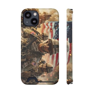 Estuche patriótico para teléfono con tarjetero, diseño militar, regalos para veteranos, accesorios con bandera estadounidense, patriotismo