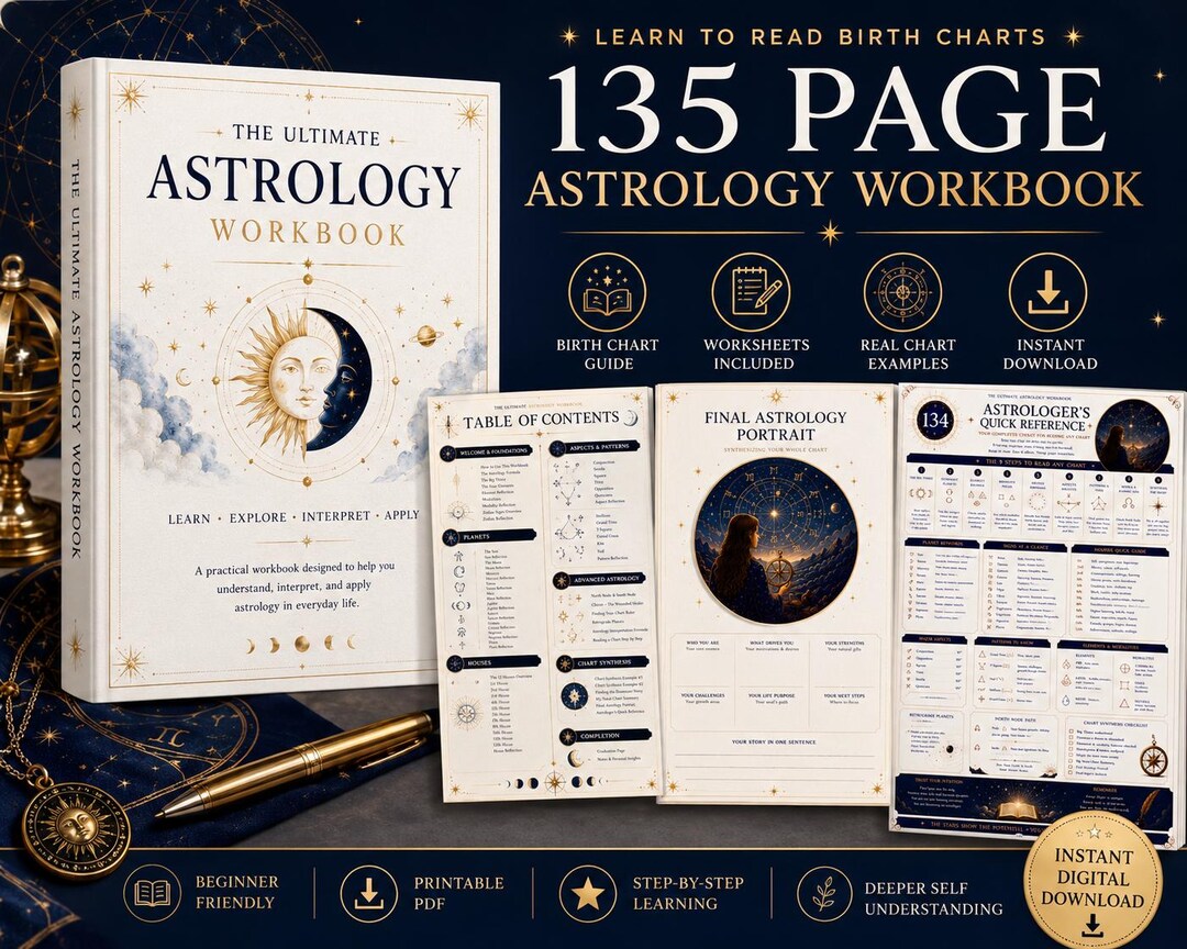 Astrology Workbook | Birth Chart Reading Guide | Natal Chart Journal ...