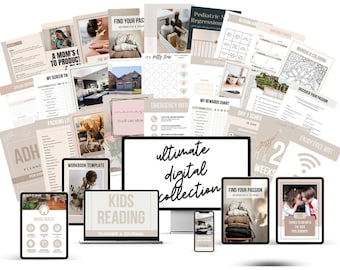 Ultimate Digital Collection, Digital Planner | Hyperlinked Planners, Therapy Tools and Social Media Guides | PLR Resell for Passive Income